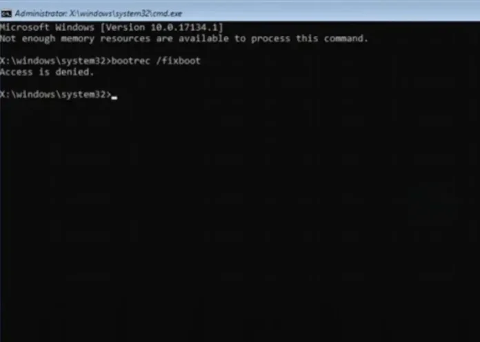 Fixing 'Access is Denied' Error When Running Bootrec Fixboot Command in Windows Tutorial