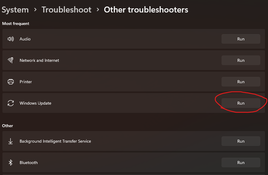 Troubleshoot Settings 