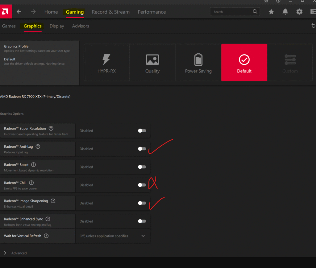 AMD Graphics Settings