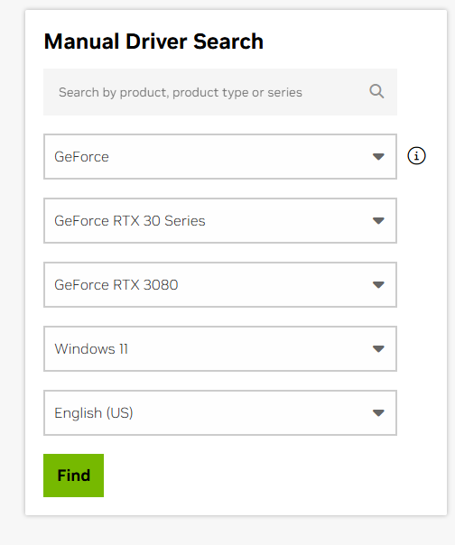 NVIDIA driver download page